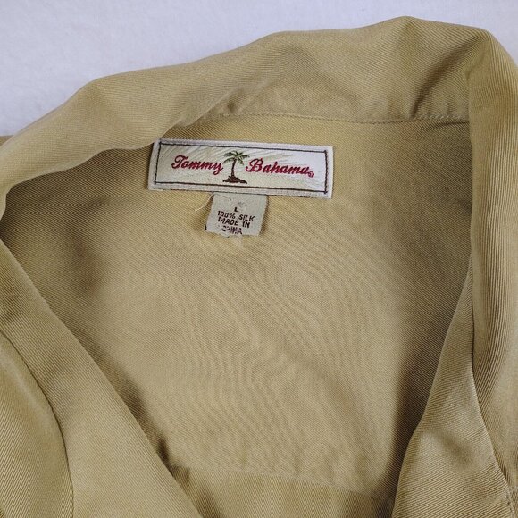Tommy Bahama 100% Silk Shirt Beige Tan Button Down Mens Large - Picture 3 of 10